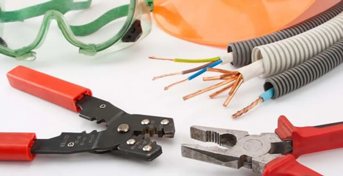 Electrical wiring repair with professional tools and safety equipment in Lyons, IL
