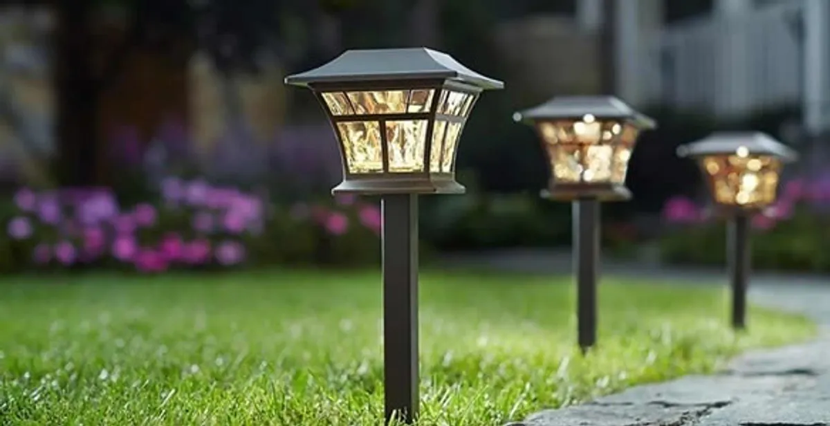 landscape lighting installation services with professionally installed pathway lights in Chicago, IL